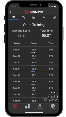 Shot Timer on the MantisX App