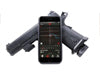 Mantis X10 Firearm Training System on Pistol Showing Training Feedback on Phone