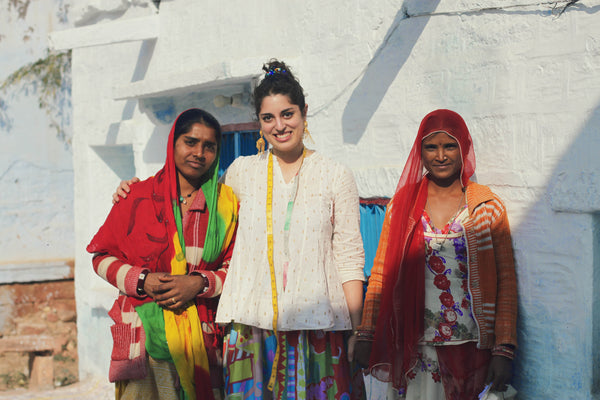 Mekala with Sangeetha and Surbhi at the Saheli Women centre in Bhikamkor, Rajasthan