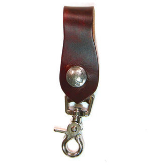 Chief Leather Snap Key Clip - Gold Dogs