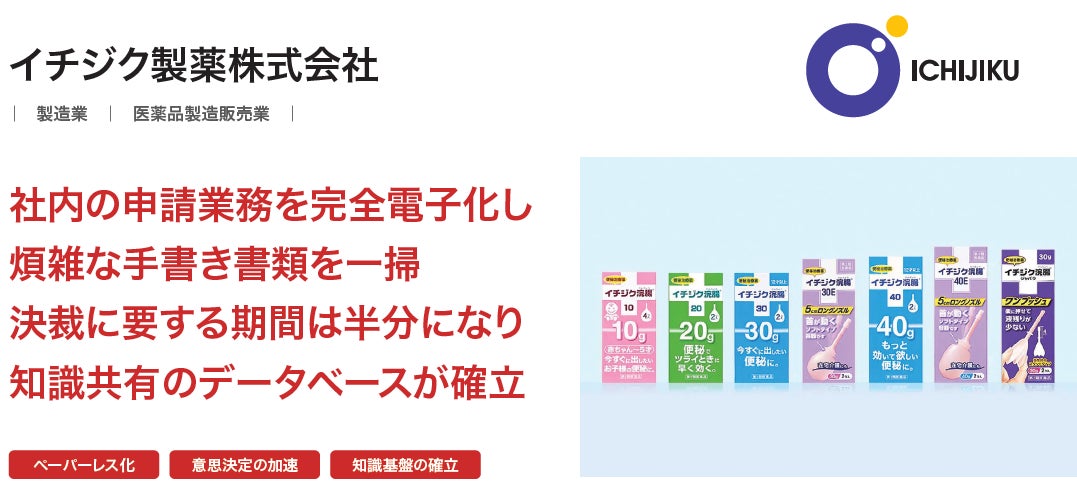 イチジク製薬がX-point Cloud導入でペーパーレス化実現、決裁期間が1/2以下に短縮し業務効率が大幅向上