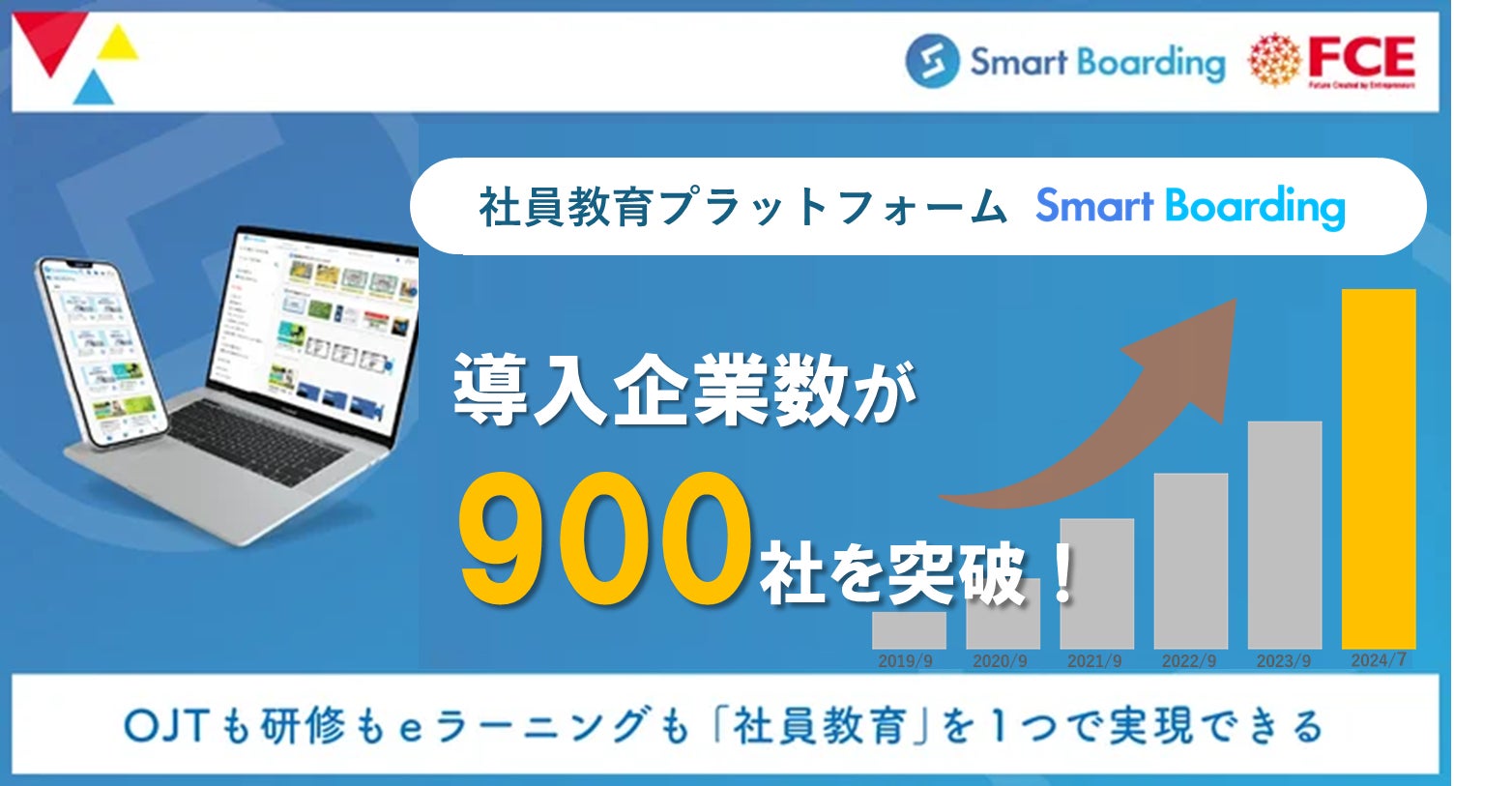 FCEのSmart Boarding導入企業数が900社突破、研修満足度96%と継続率98.6%を達成