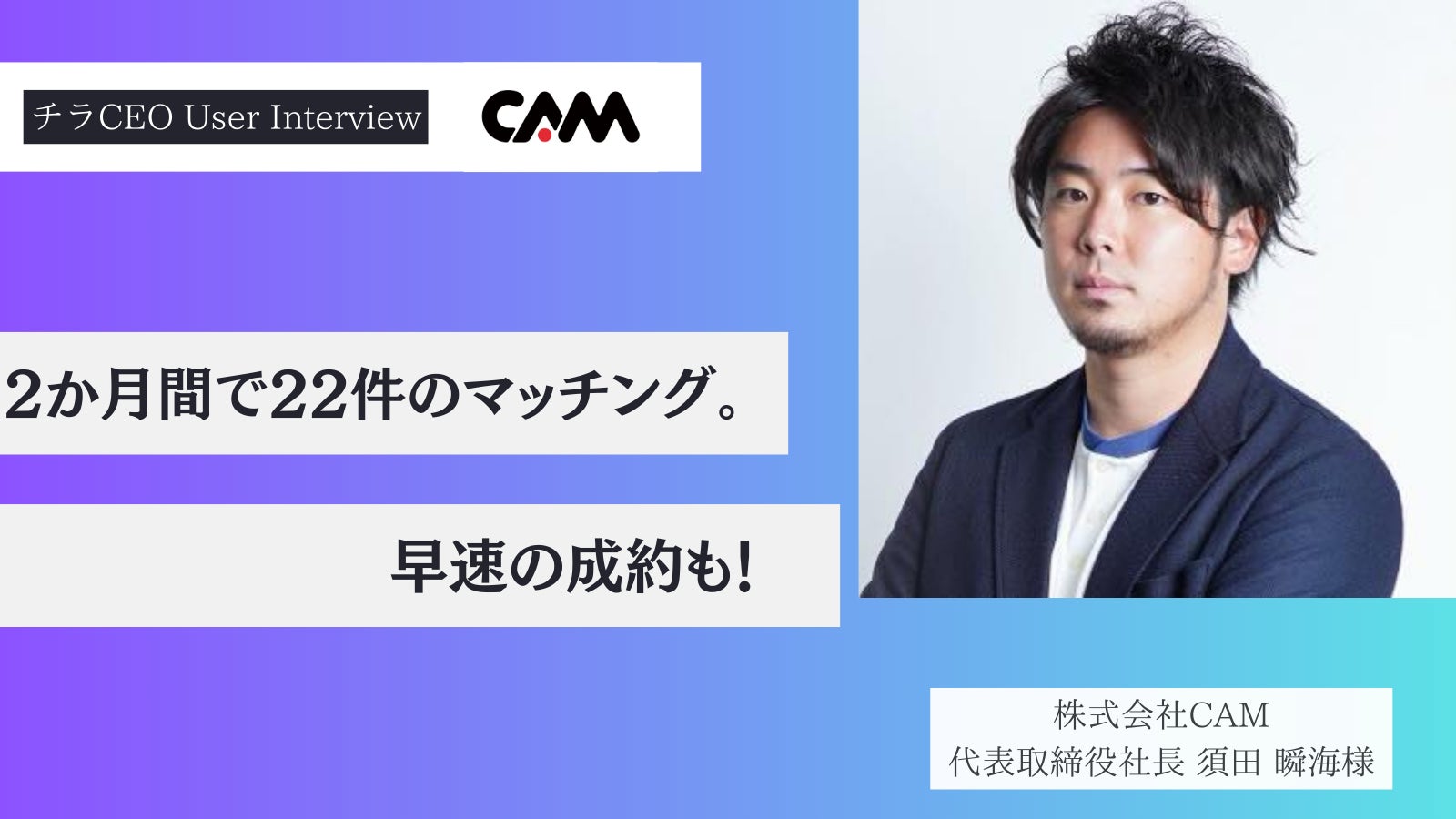 株式会社CAMがチラCEOを導入し2ヶ月で22件の決裁者商談機会を獲得、受注創出にも成功