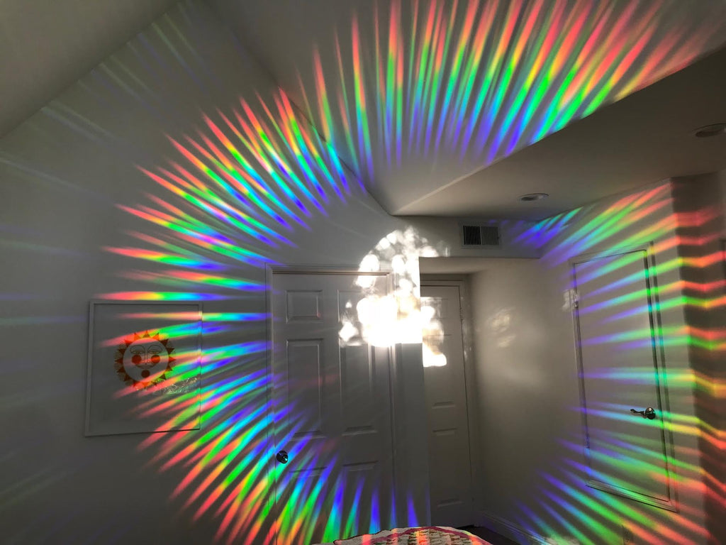 Suncatchers lighting up a room with rainbows
