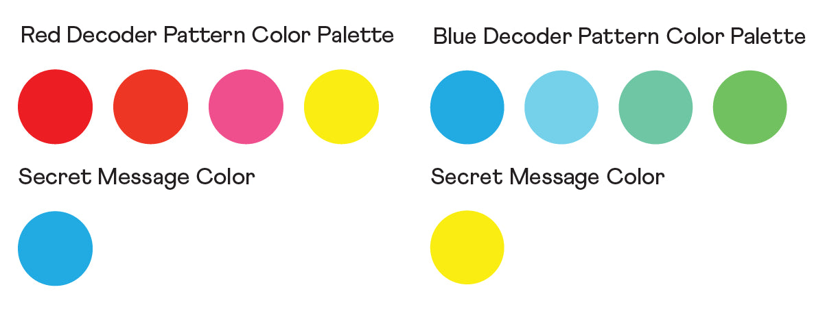 Decoder pattern color palette for secret message glasses