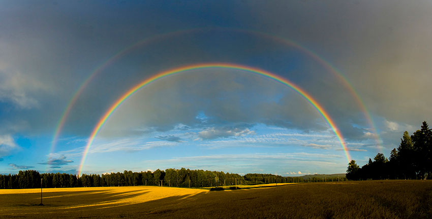 The science behind color patterns in a double rainbow