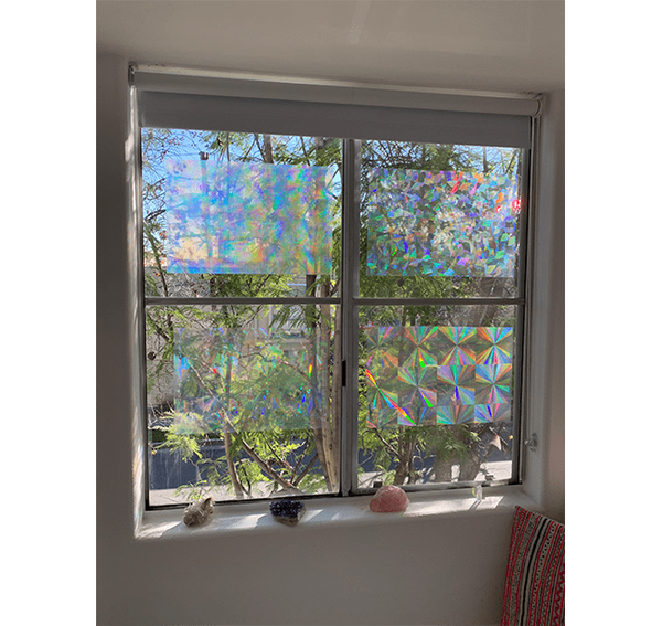 Light shining in through holographic window film