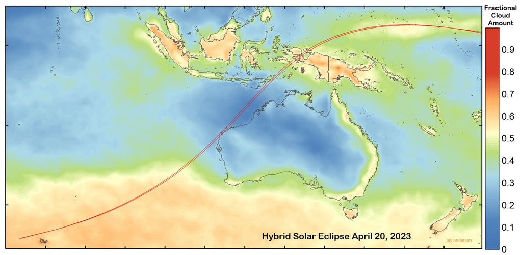 Hybrid Solar Eclipse 2023 Cloud Map