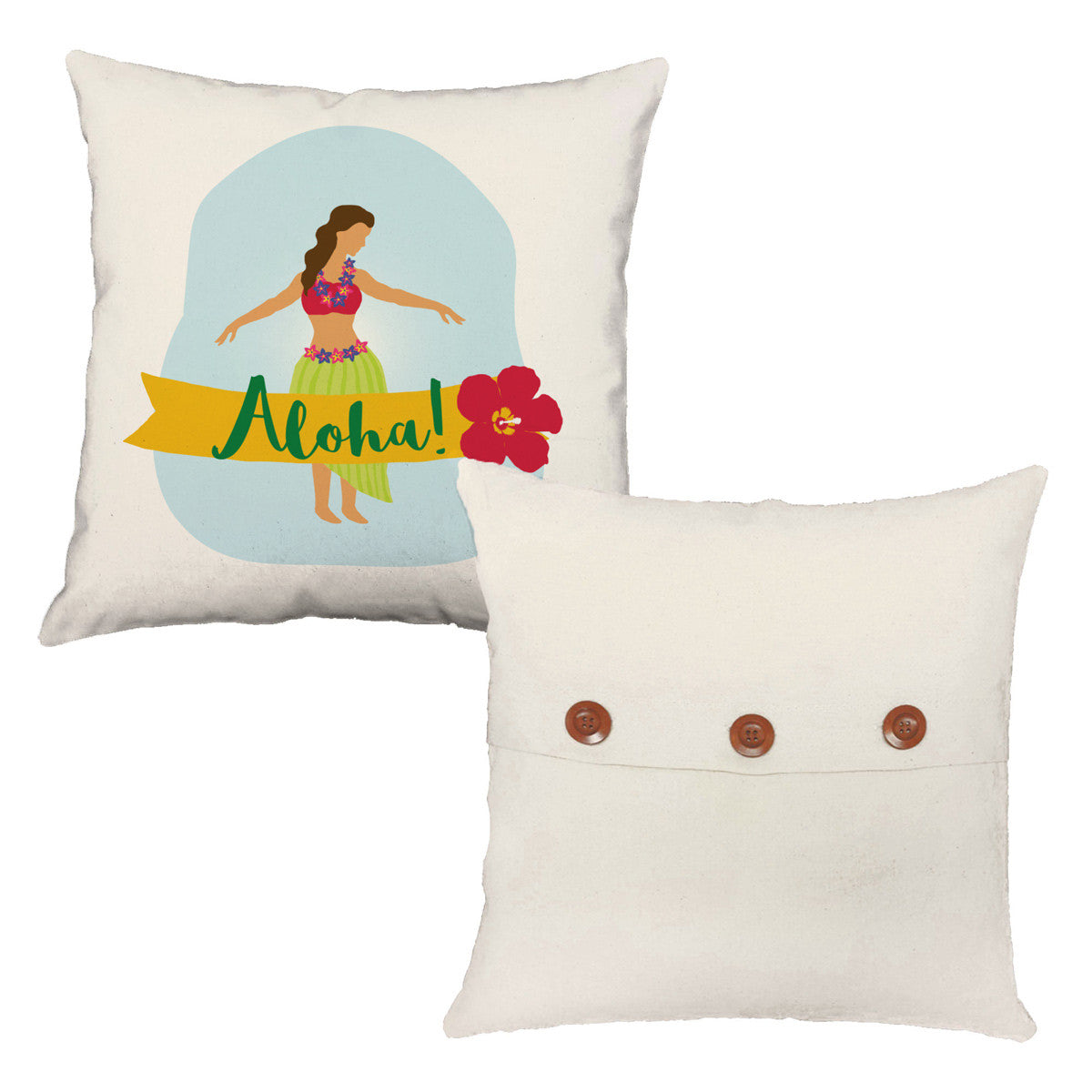 Hula Girl Throw Pillows - Hawaiian Couple Accent Pillows, Square ...