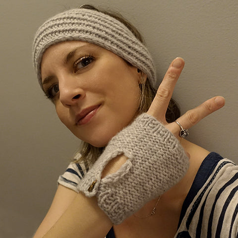 Cashmere headband and fingerless glove set