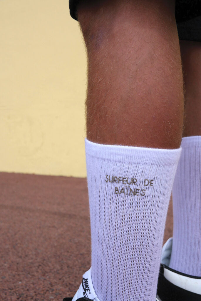 Chaussettes blanches surfeurs des baïnes Chipiron Surfboards