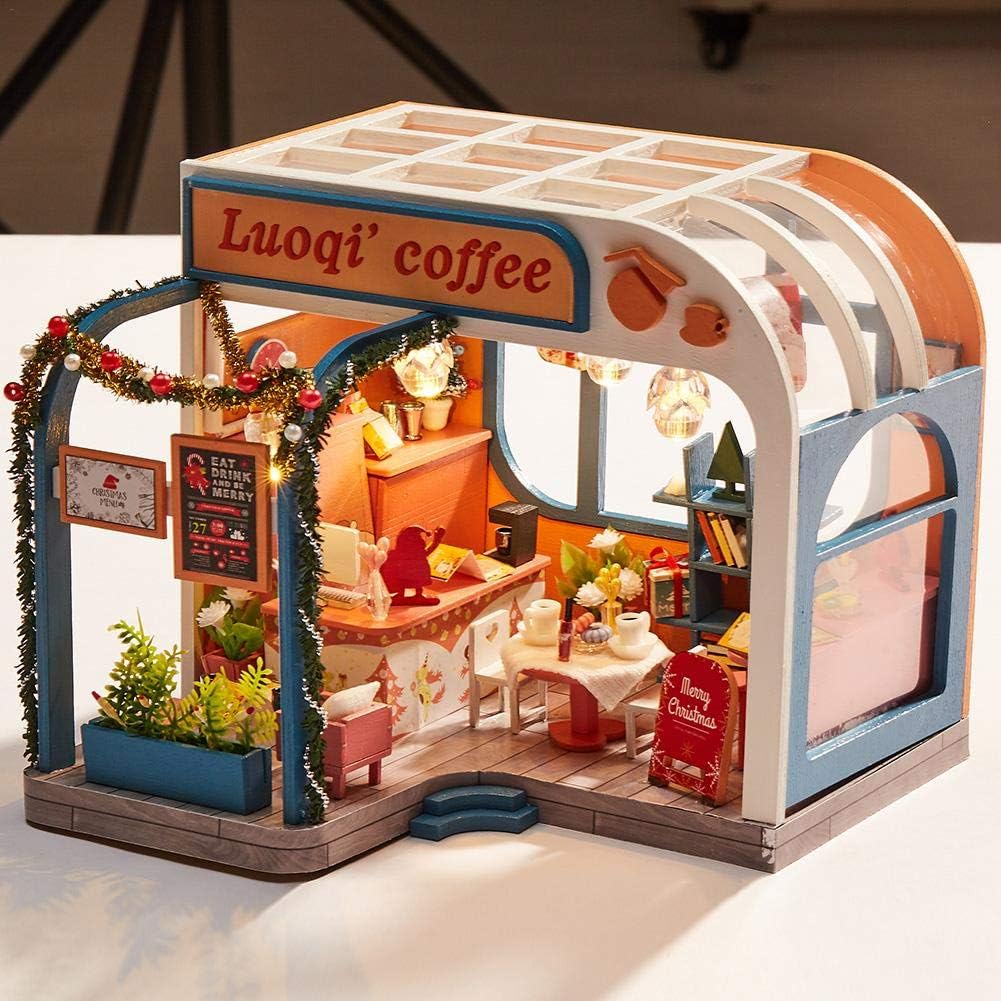 Luoqi Coffee DIY Dollhouse Kit