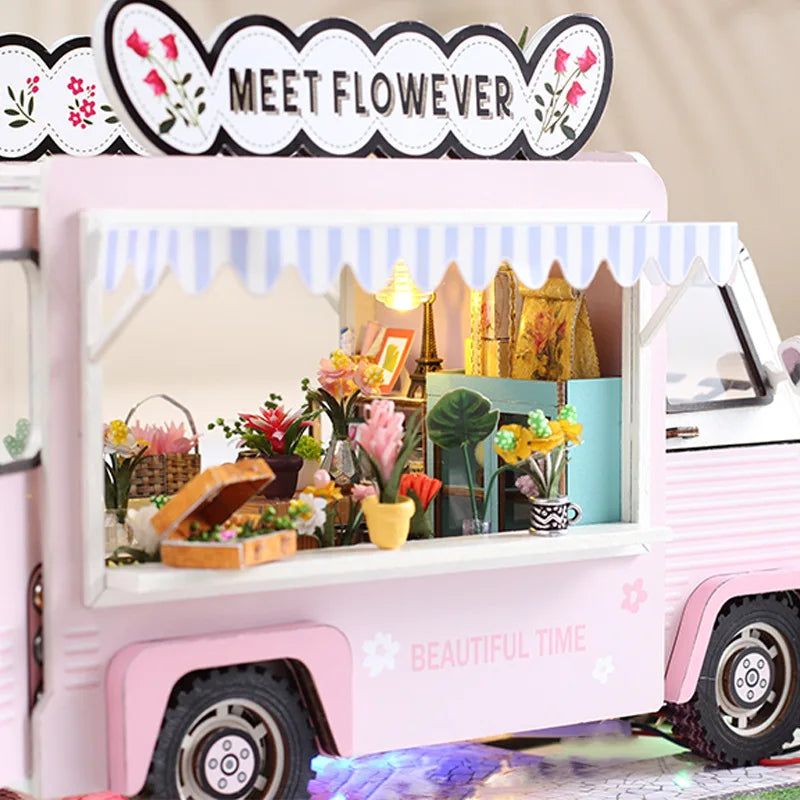 Meet Flower Car DIY Dollhouse Store Kit
