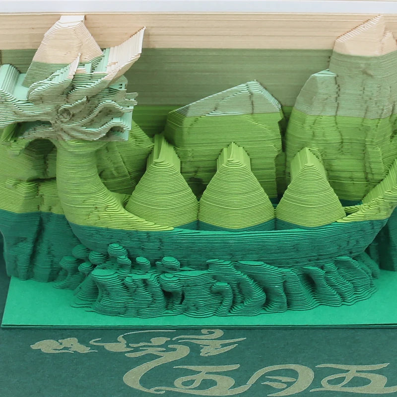 Chinese Dragon Boat Omoshiroi Block 3D Notepad