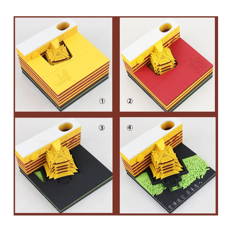 Chinese Yellow Crane Tower Omoshiroi Block 3D Notepad