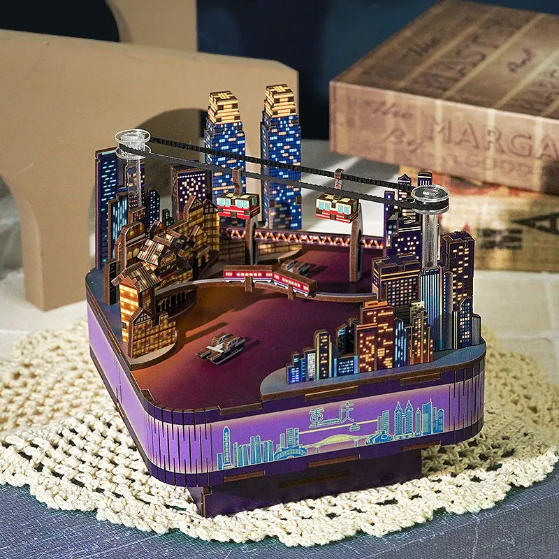 New City Street View Music Box DIY Dollhouse Kit