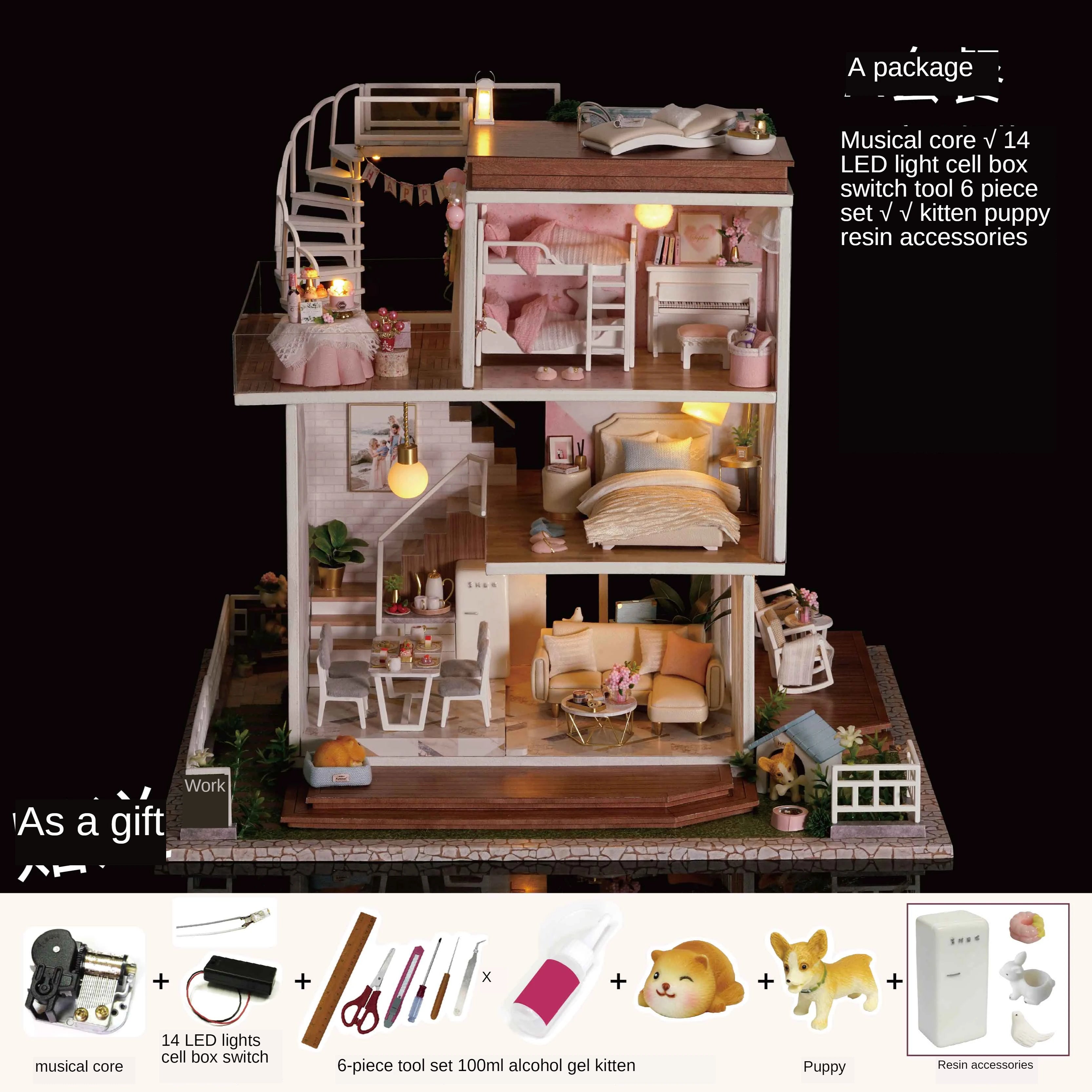 Queen's Villa DIY Dollhouse Kit