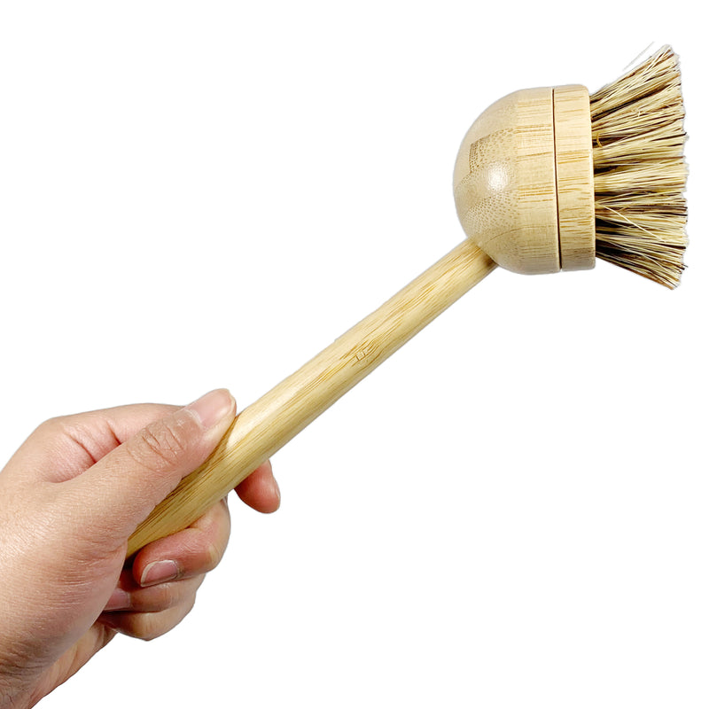 sisal pot/pan brush beech wood long handle brush dishes cleaning brush  replaceable brush head Kitchen Dishwasher Brush - AliExpress