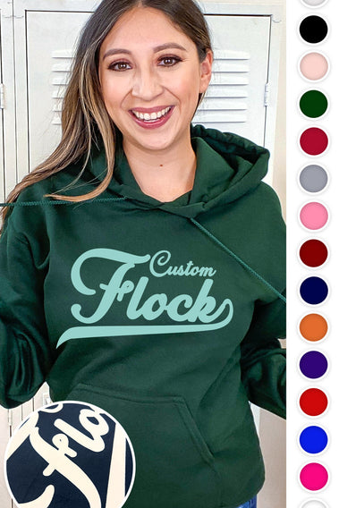 Custom Flock Script Adult Hoodie