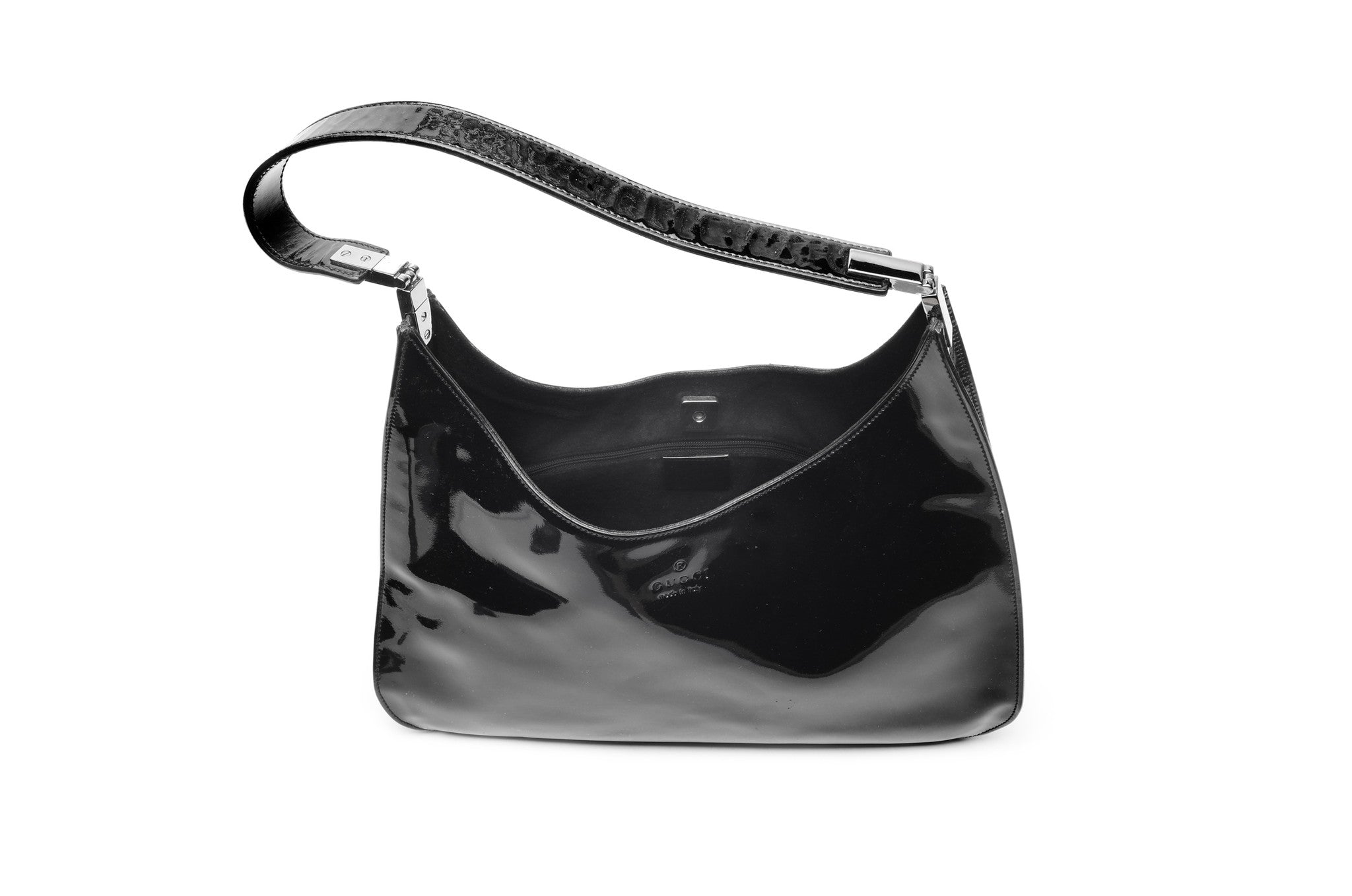 gucci black patent leather handbag