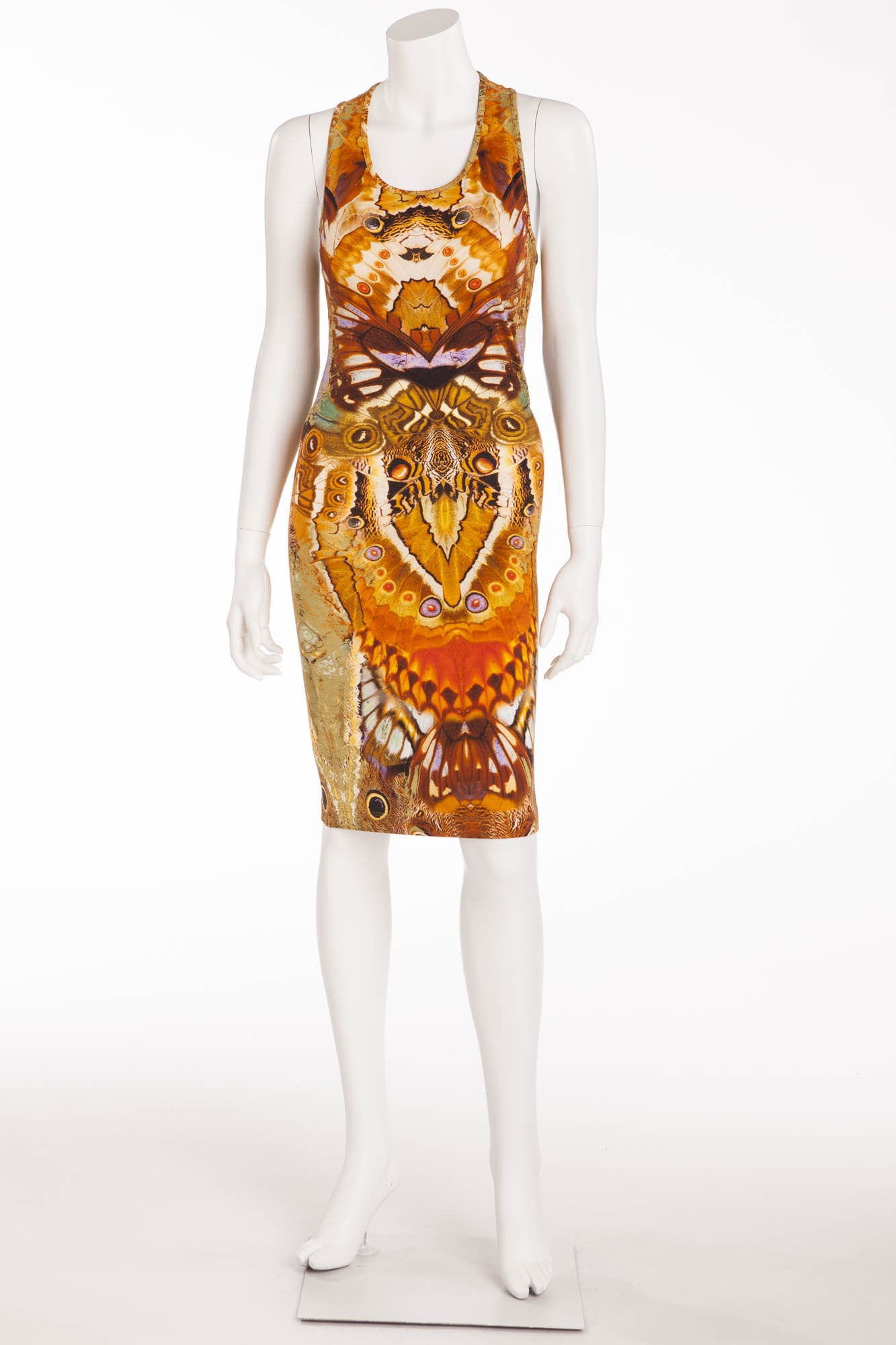 alexander mcqueen gold dress