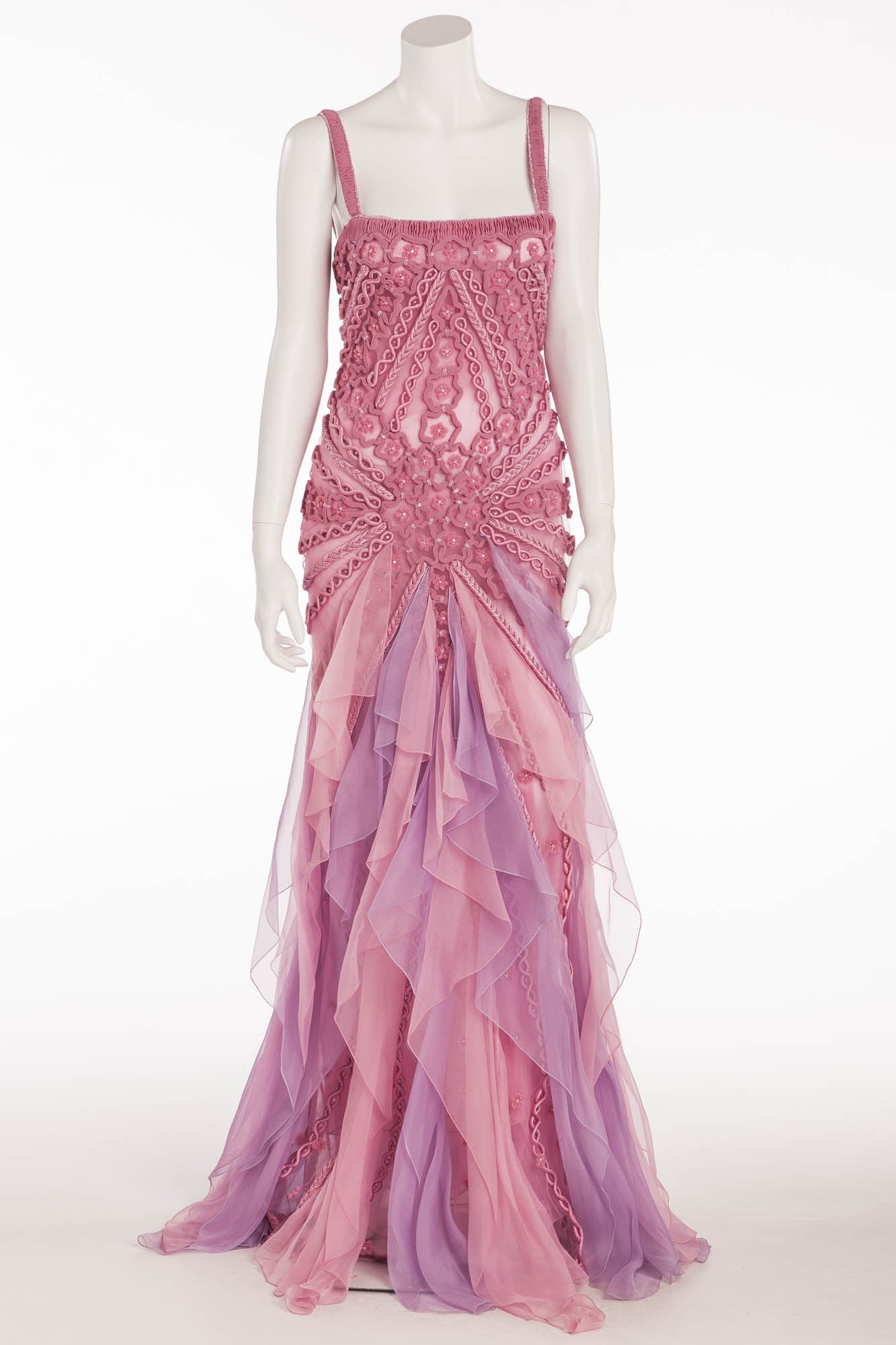 pink and purple gown