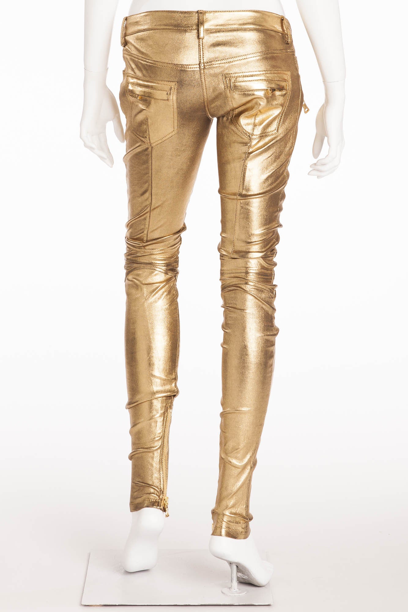 gold balmain jeans