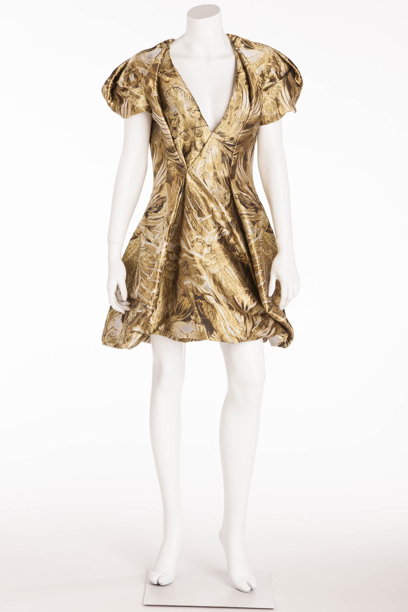 alexander mcqueen gold dress