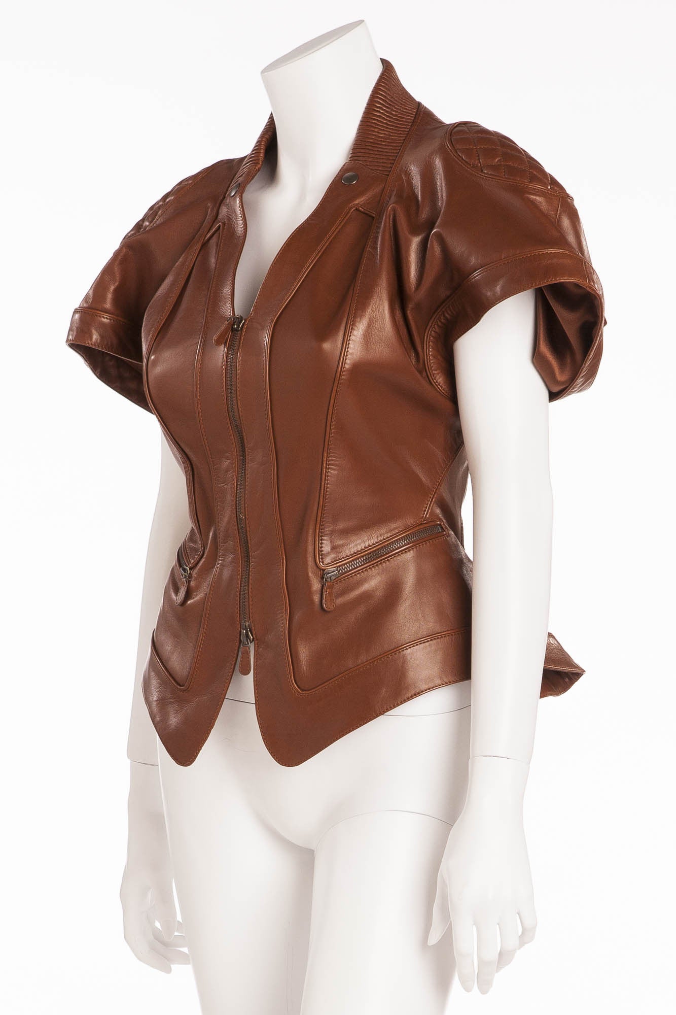 leather jacket with short sleeves