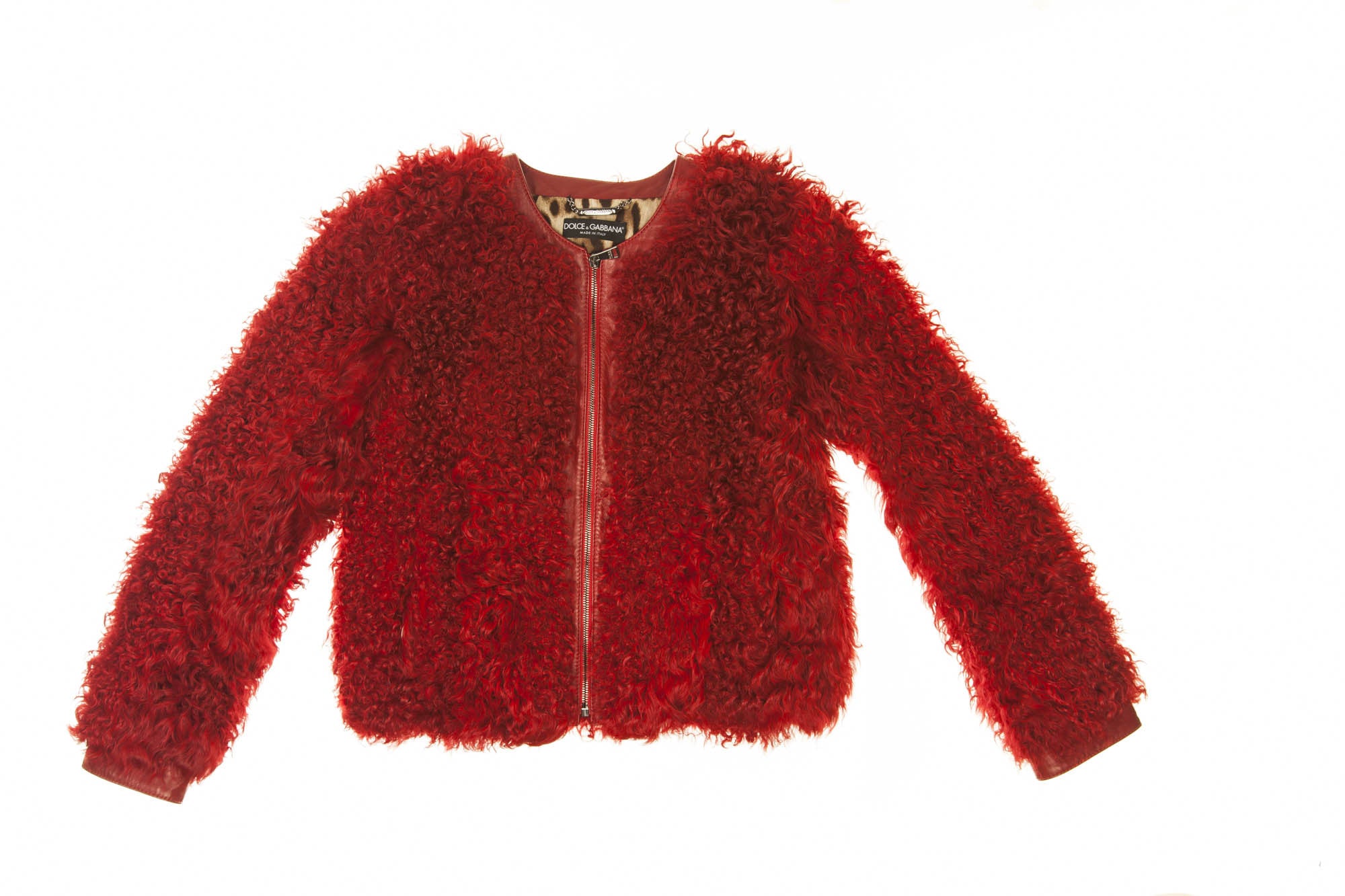 red fuzzy jacket