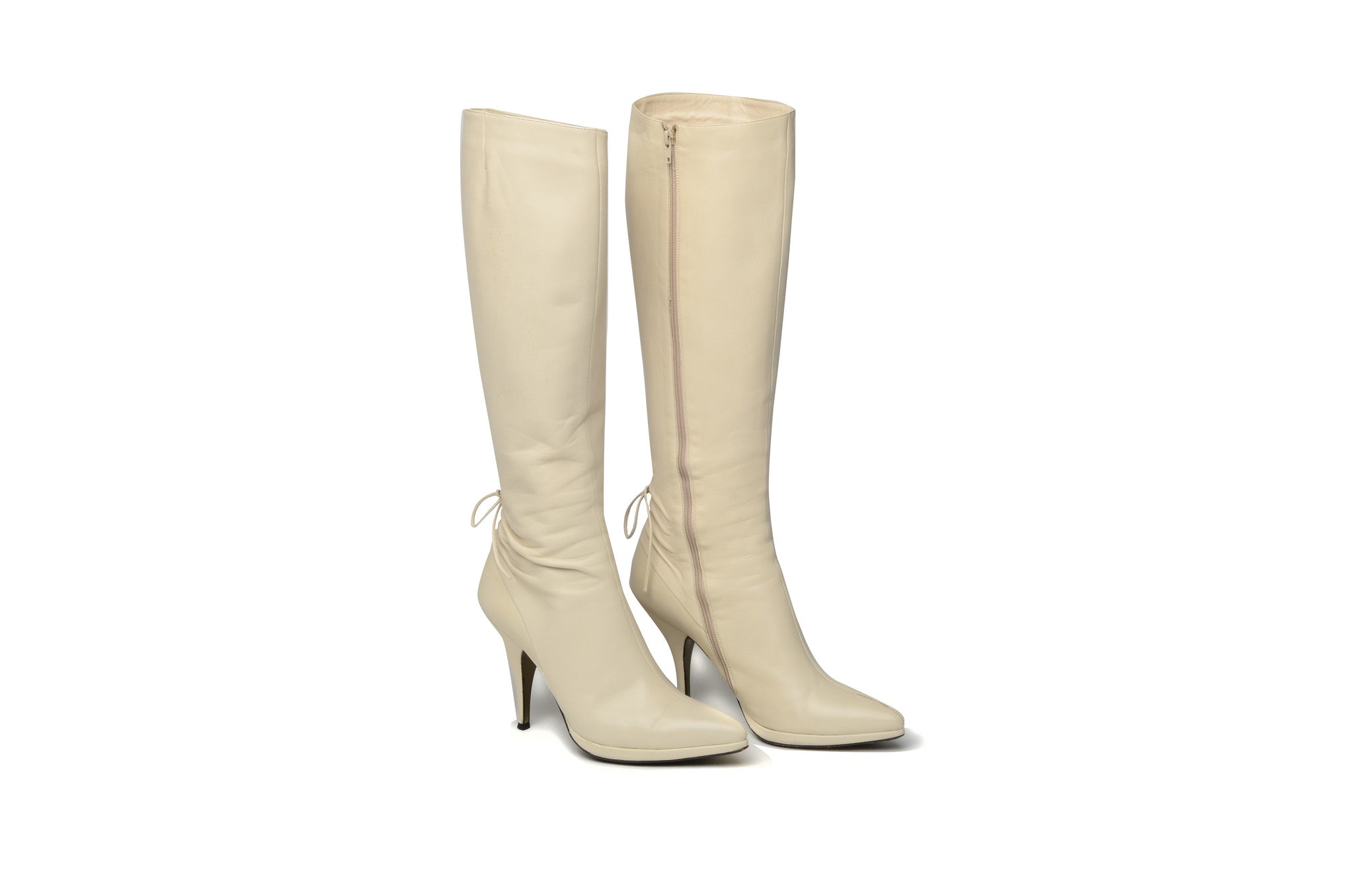 cream knee high boots