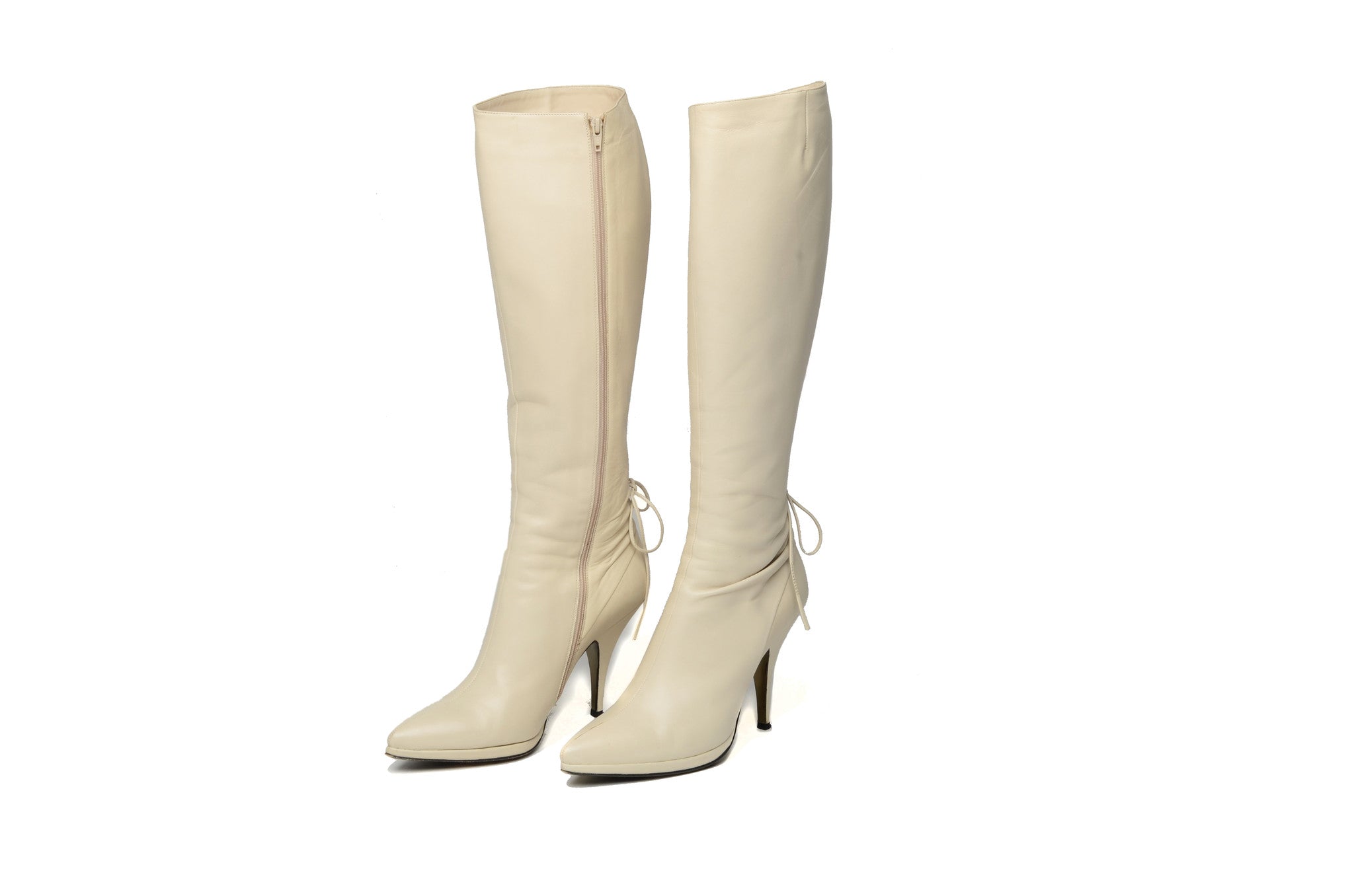 cream high knee boots