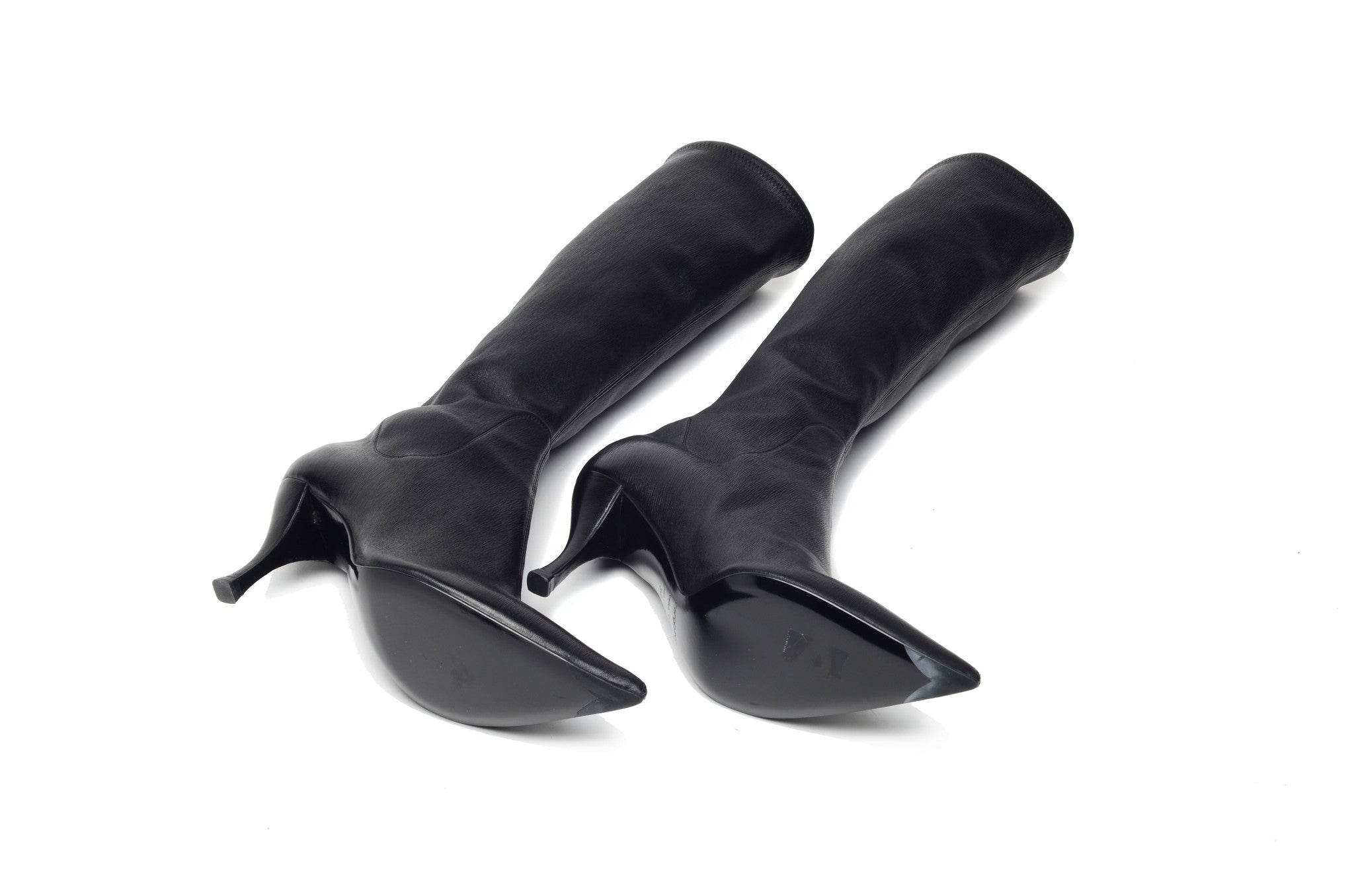 pointed toe knee high leather boots