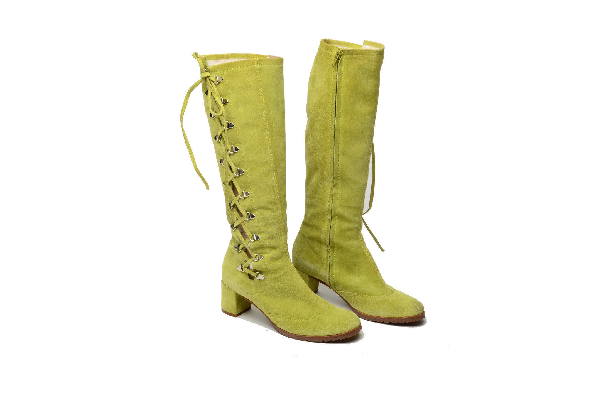 lime green knee high boots