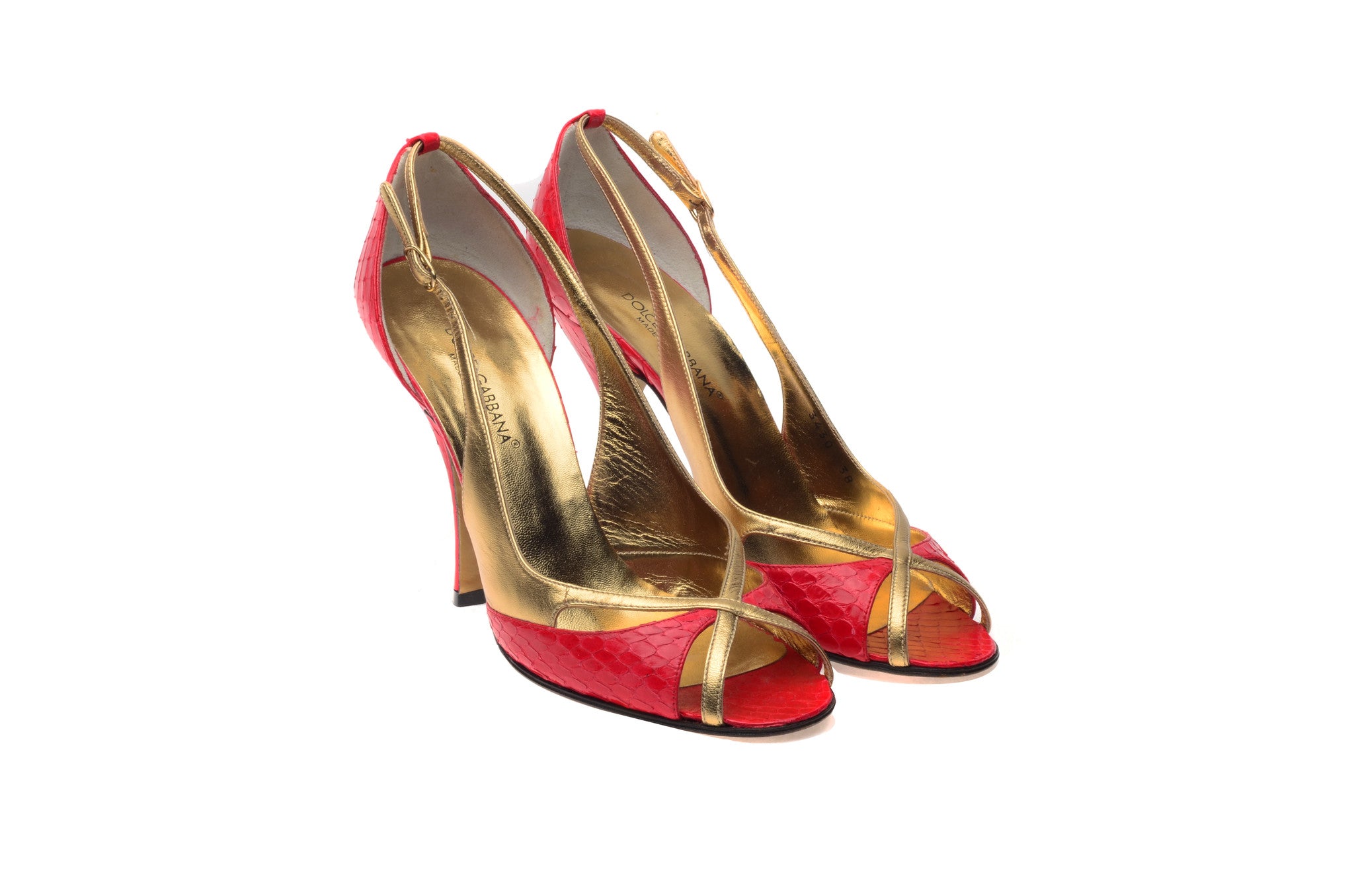 red and gold heels