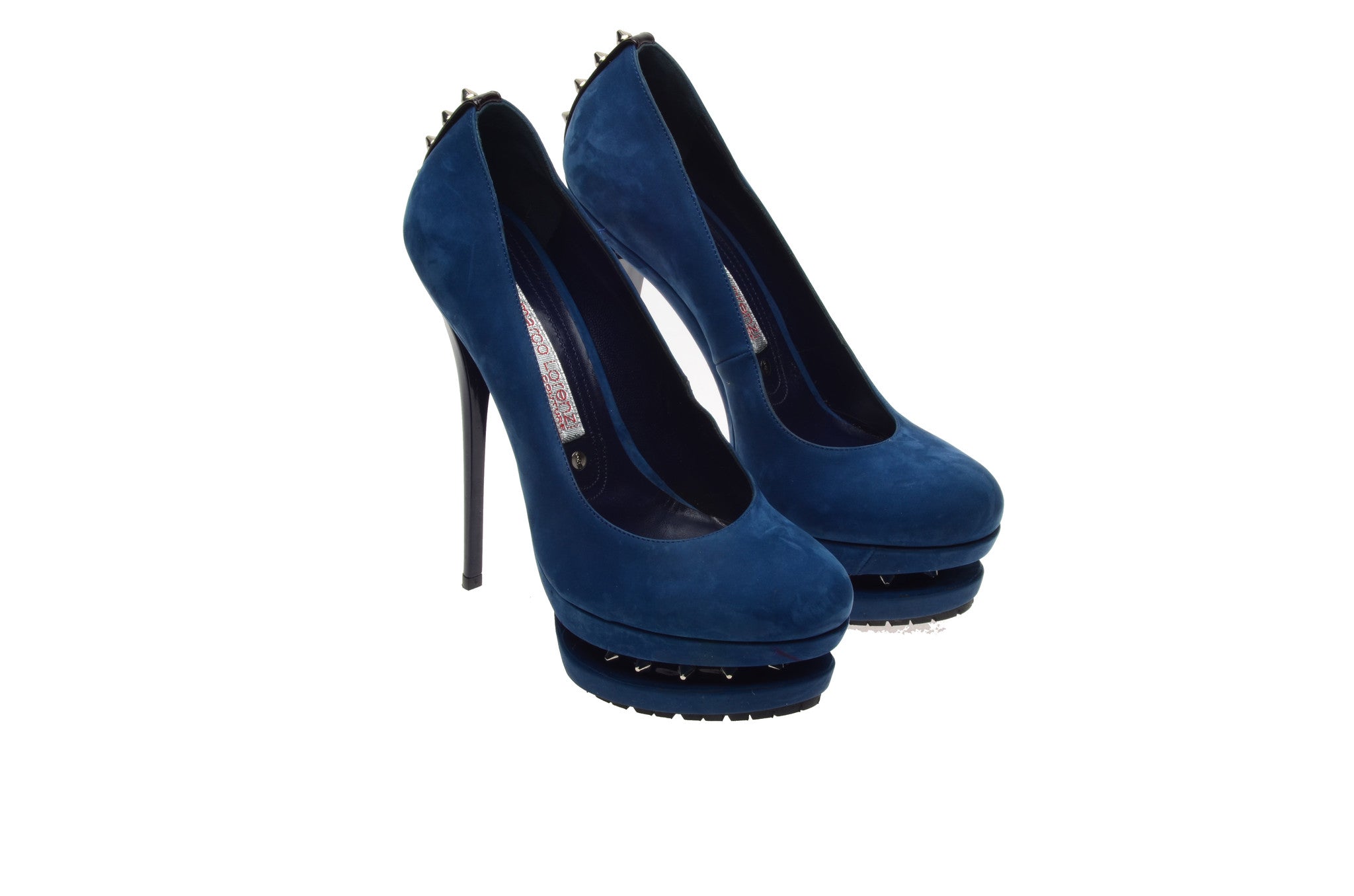blue suede platform heels