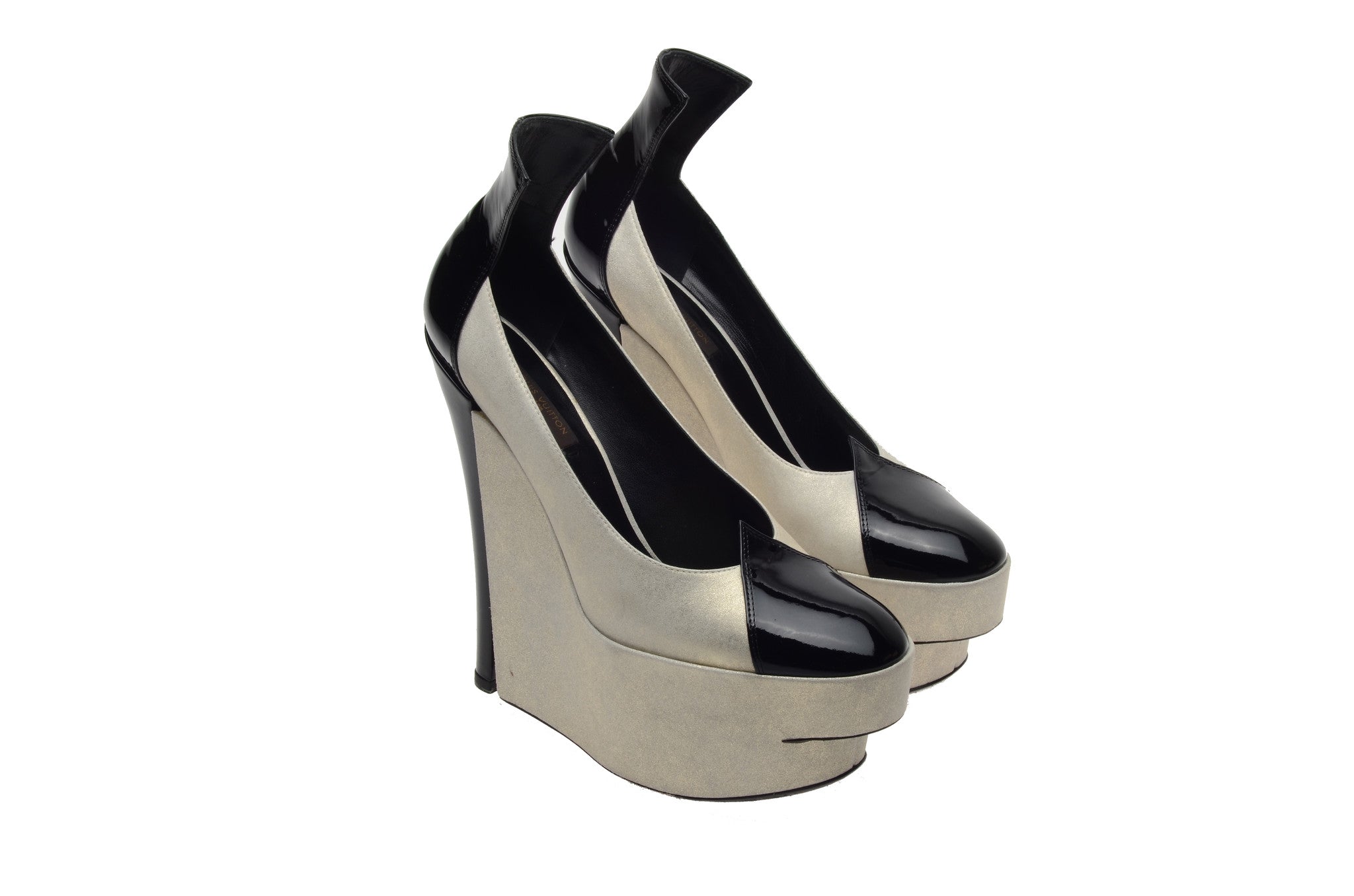 Louis Vuitton - Silver and Black Wedge 