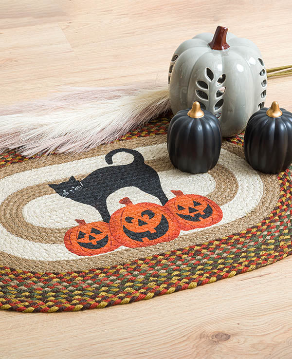 Cat Oval Braided Rug