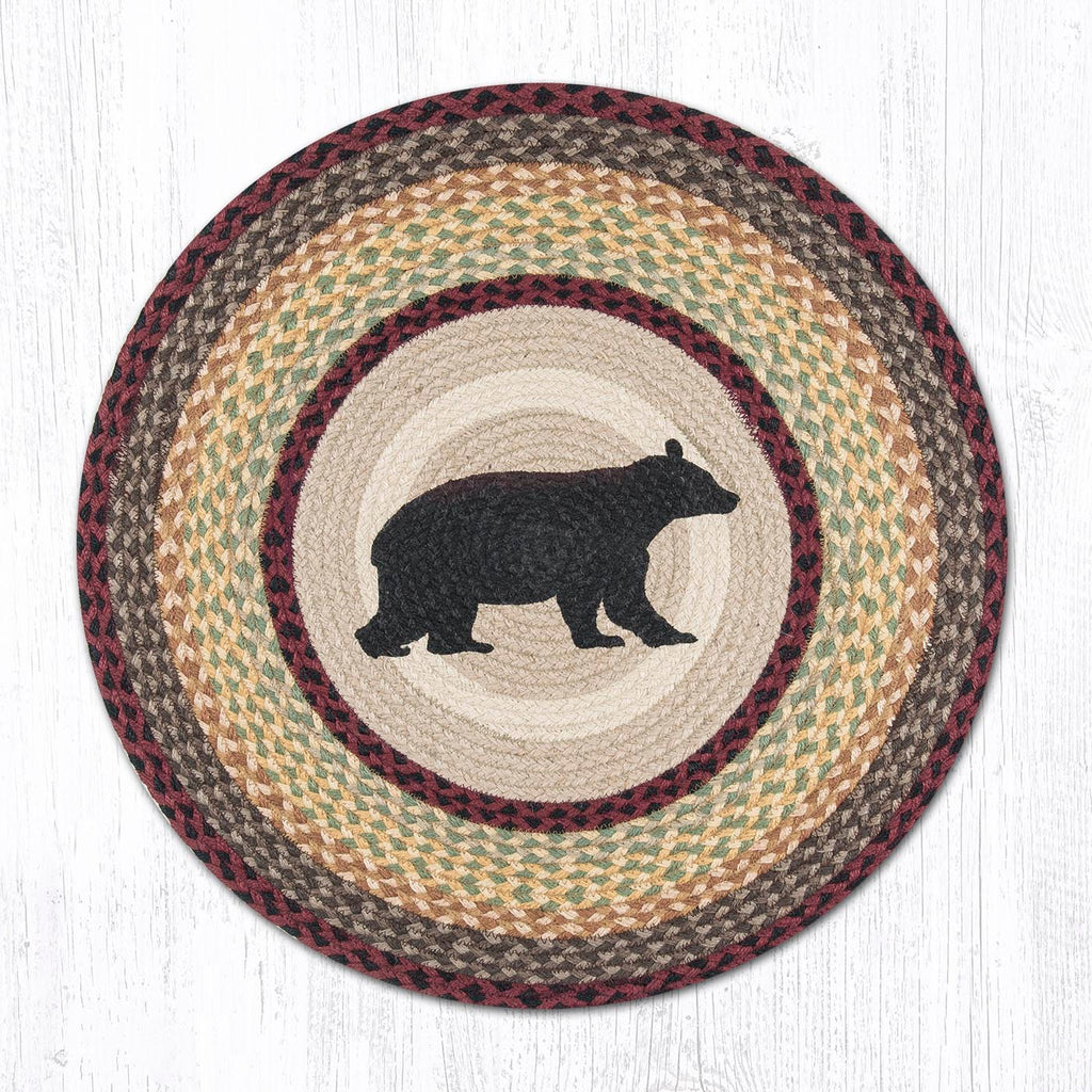 RP-395 Cabin Bear Round Rug | The Braided Rug Place