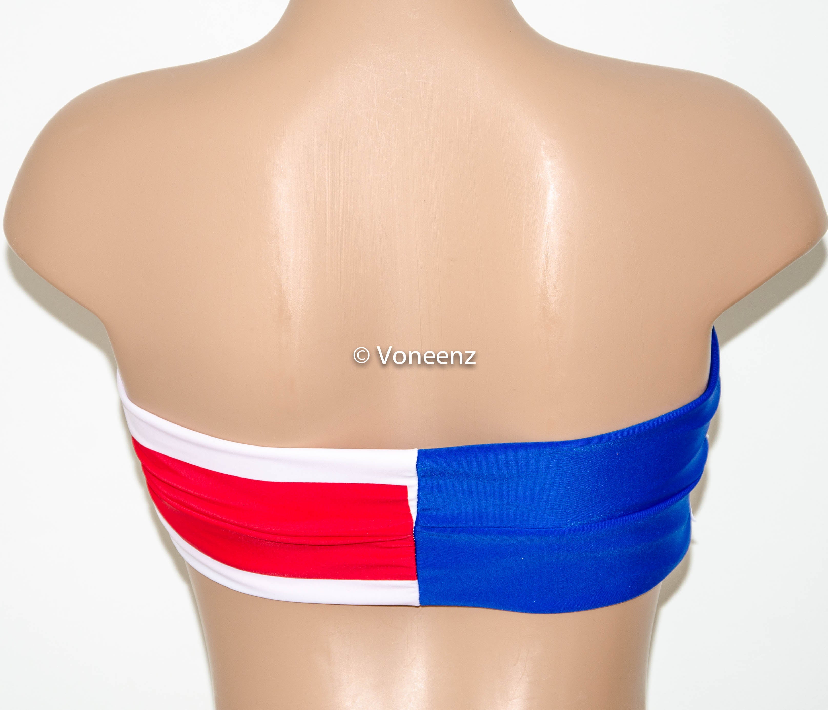 Puerto Rico Flag Bandeau Top Twisted Spandex Bandeau Bikini