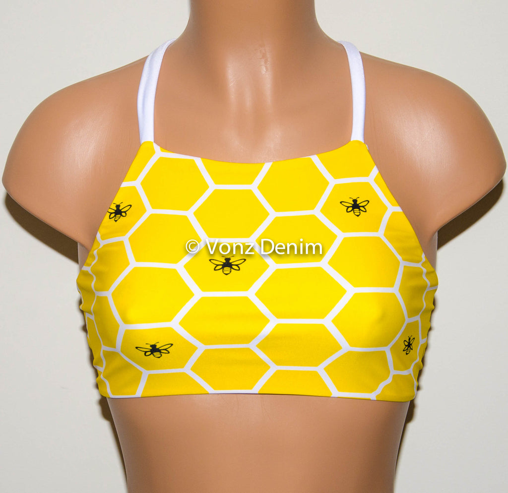 yellow high neck bikini