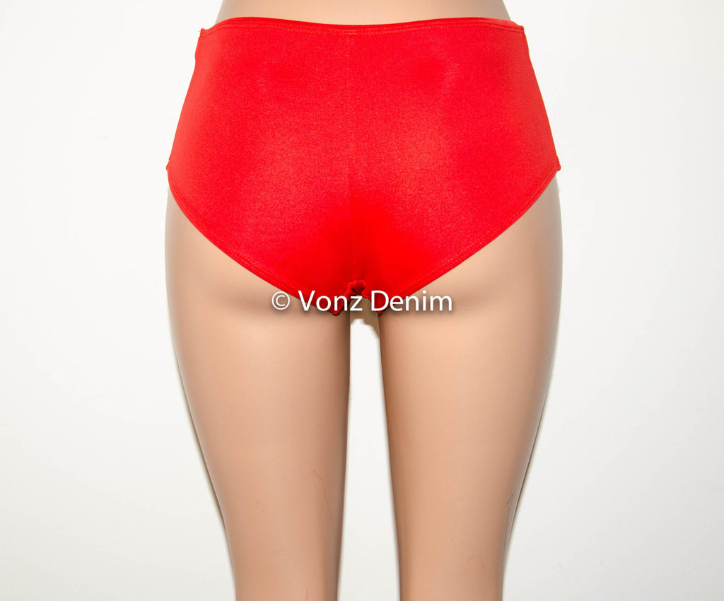 red boyshort swim bottoms