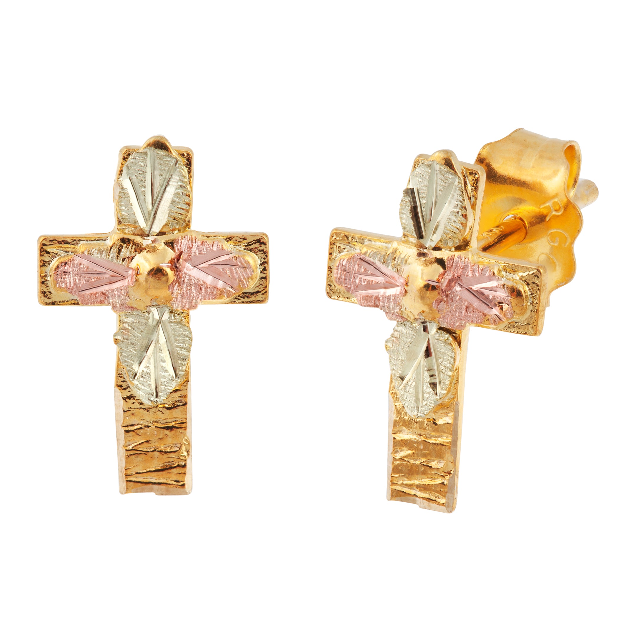 gold cross earrings studs