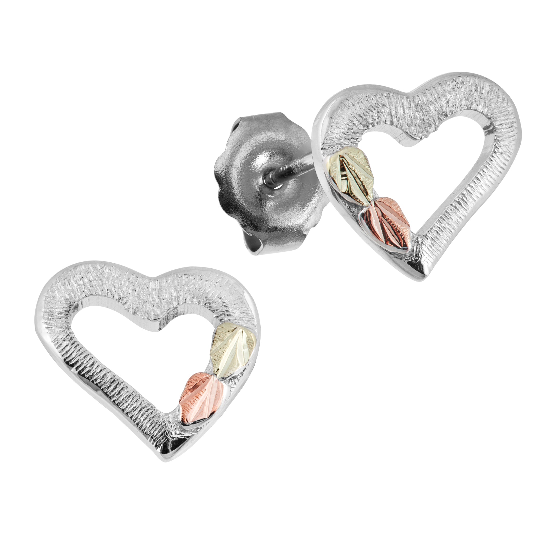 silver heart earrings studs