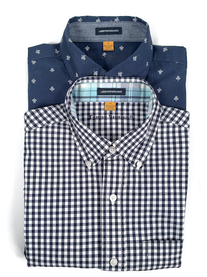 Two button down shirts, folded