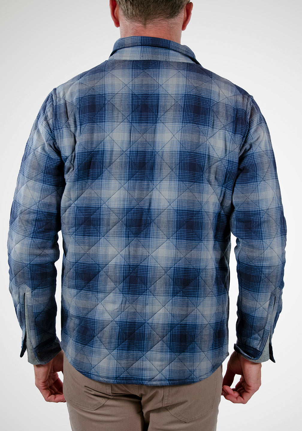 Reversible Flannel Quilted Shirt Jacket in Indigo Apres Plaid/ Navy Blazer