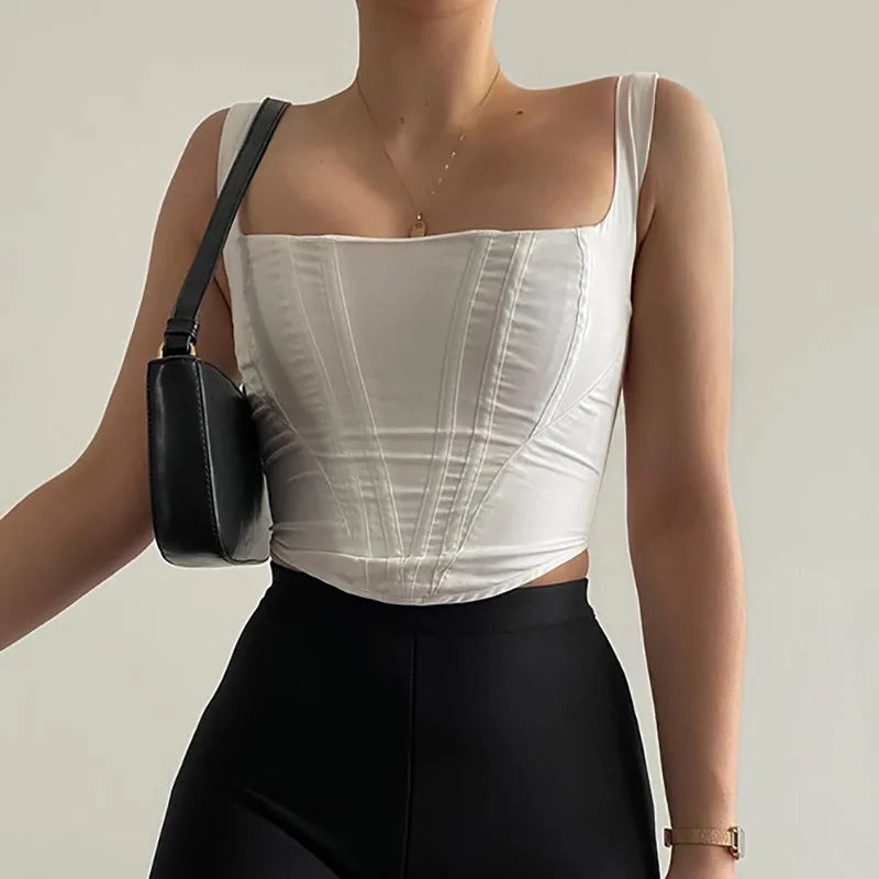 Crop Top Arrivals Y2k White Top Lined White Women Tops Cropped Streetwear Party - Image 5