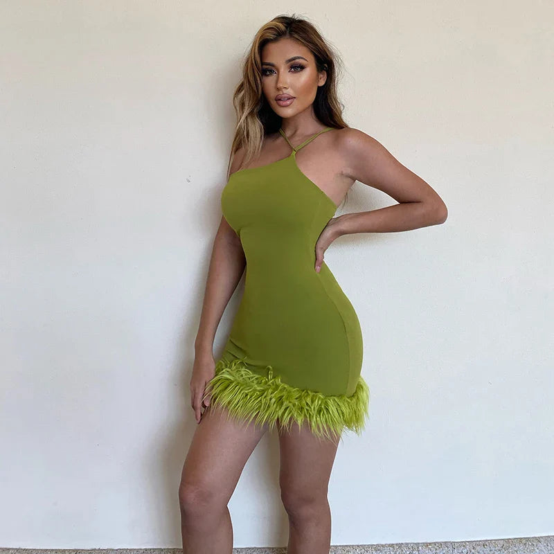 Sexy Green Short Cocktail Dresses Crepe Feather One Stripe Shoulder Mermaid dress Backless Prom Homecoming Gowns Dress Clubwear - Image 5