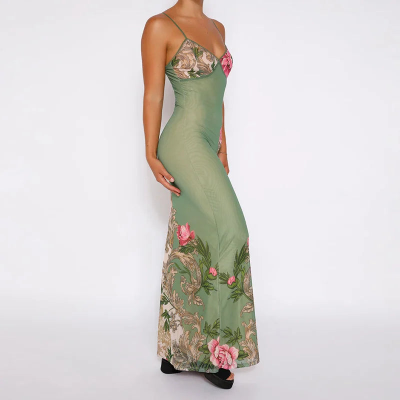 Sleeveless Print Suspender dress women Fashion Vneck slim long skirt summer Fashion women's beach party club robe JY23159SK - Image 5