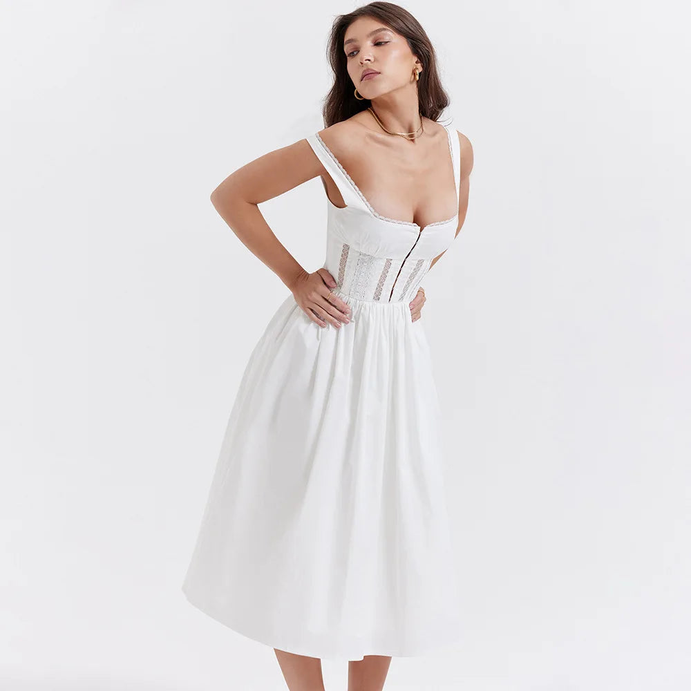 Dress Elegant Sleeveless A Line Holiday Party Dress Casual Women Lace Dress 2024 - Image 2